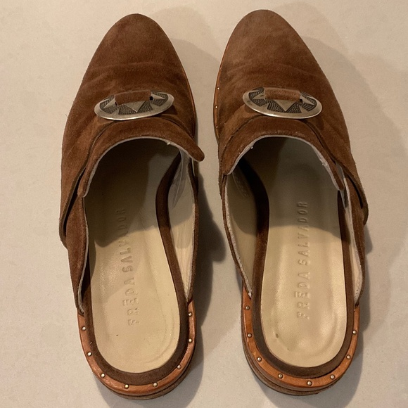 FREDA SALVADOR  Keen Bolo Suede Mules Brown Size 6.5 - Picture 4 of 9